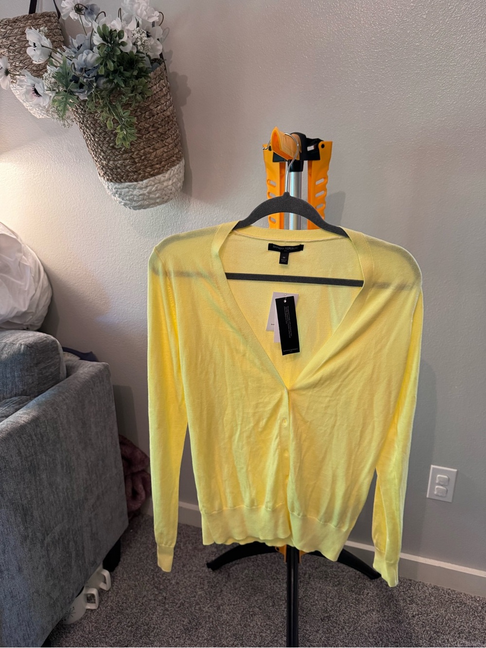 Banana Republic Butter Yellow V-Neck Button Cardigan